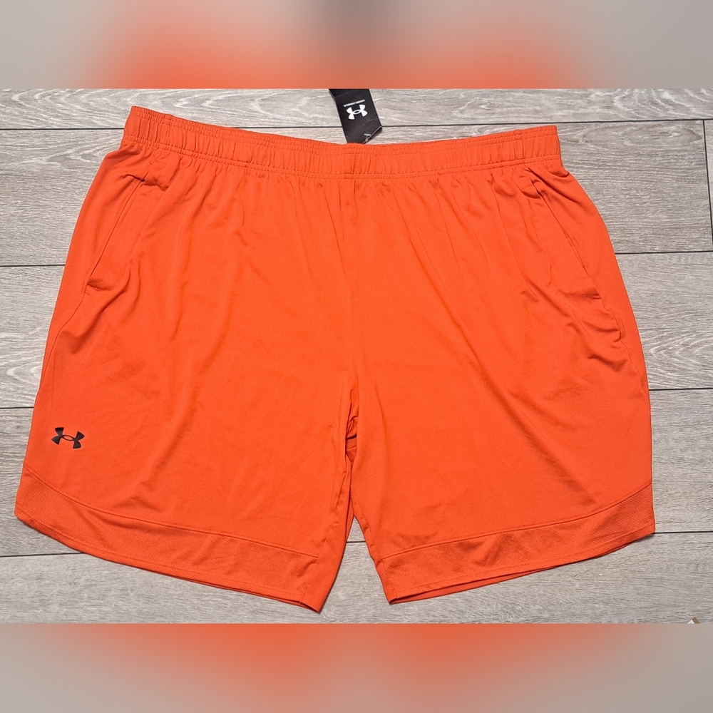 Brand New Under Armour Men's Plus Size Loose Orange Shorts